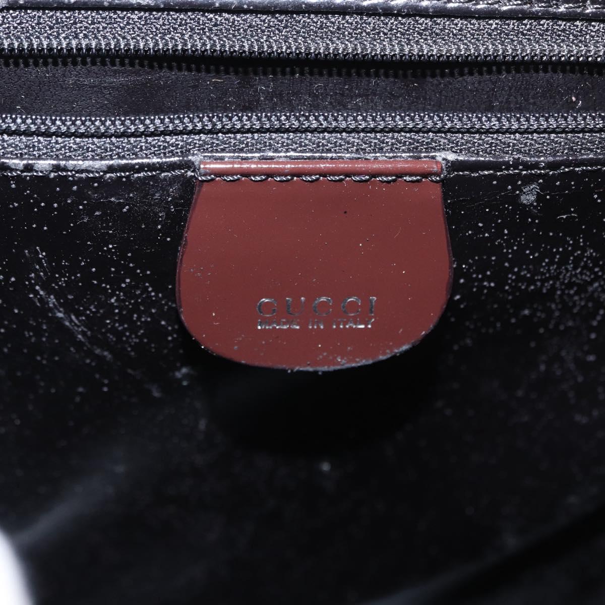 GUCCI Shoulder Bag Patent leather Brown Silver Auth bs30756