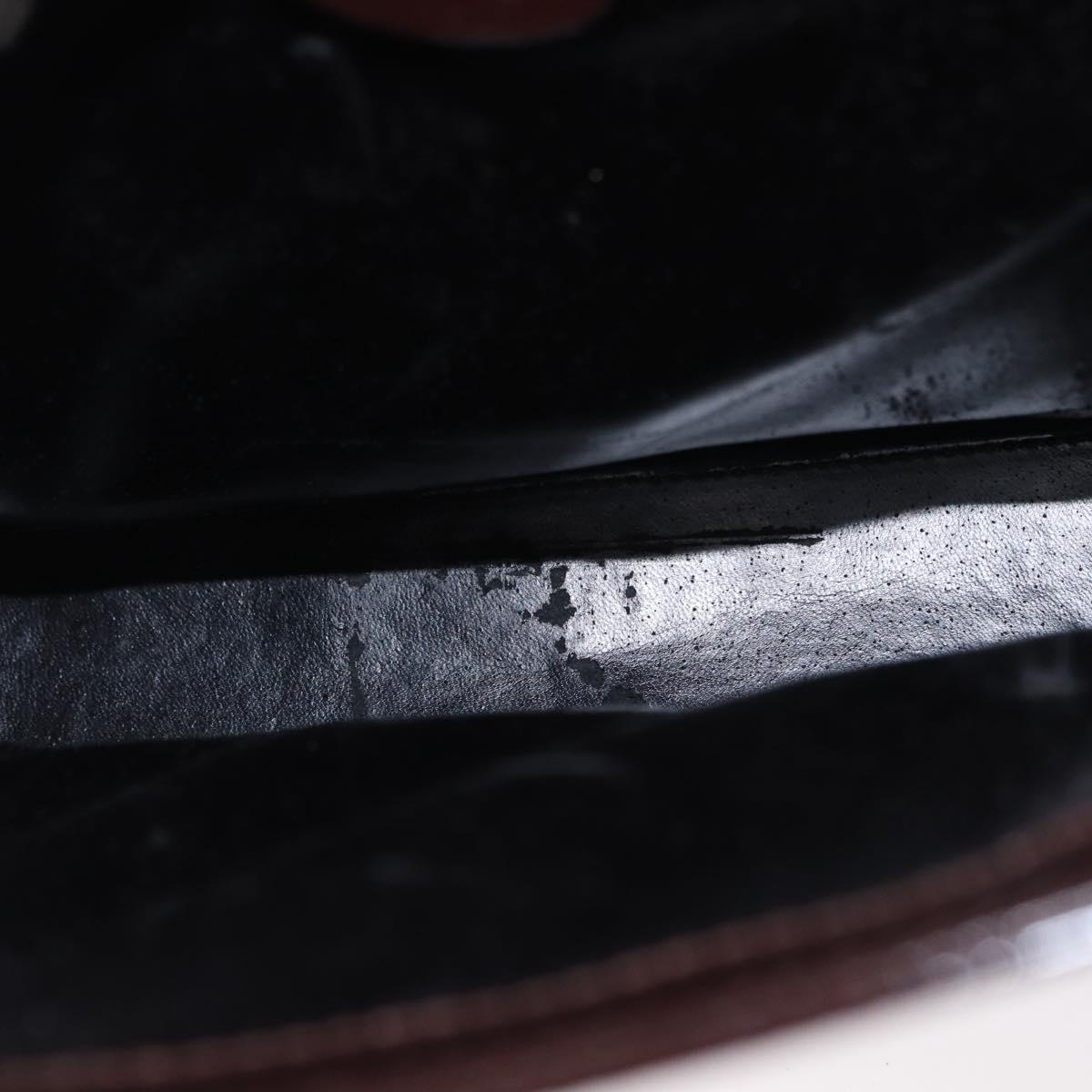 GUCCI Shoulder Bag Patent leather Brown Silver Auth bs30756