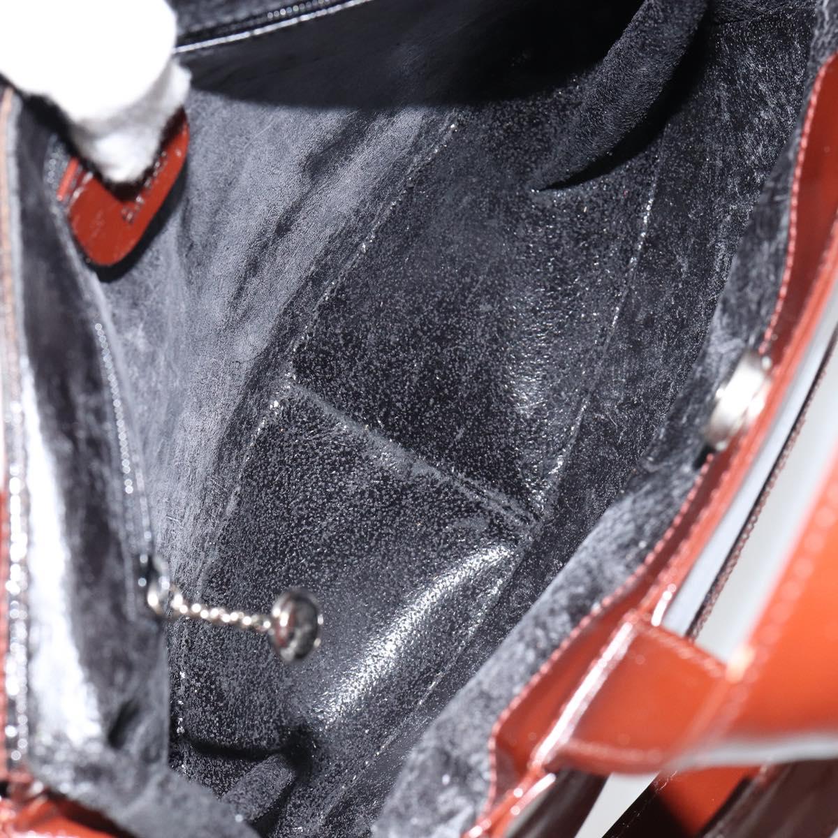 GUCCI Hand Bag Patent leather 2way Brown Gold 000 1013 0504 Auth bs30757