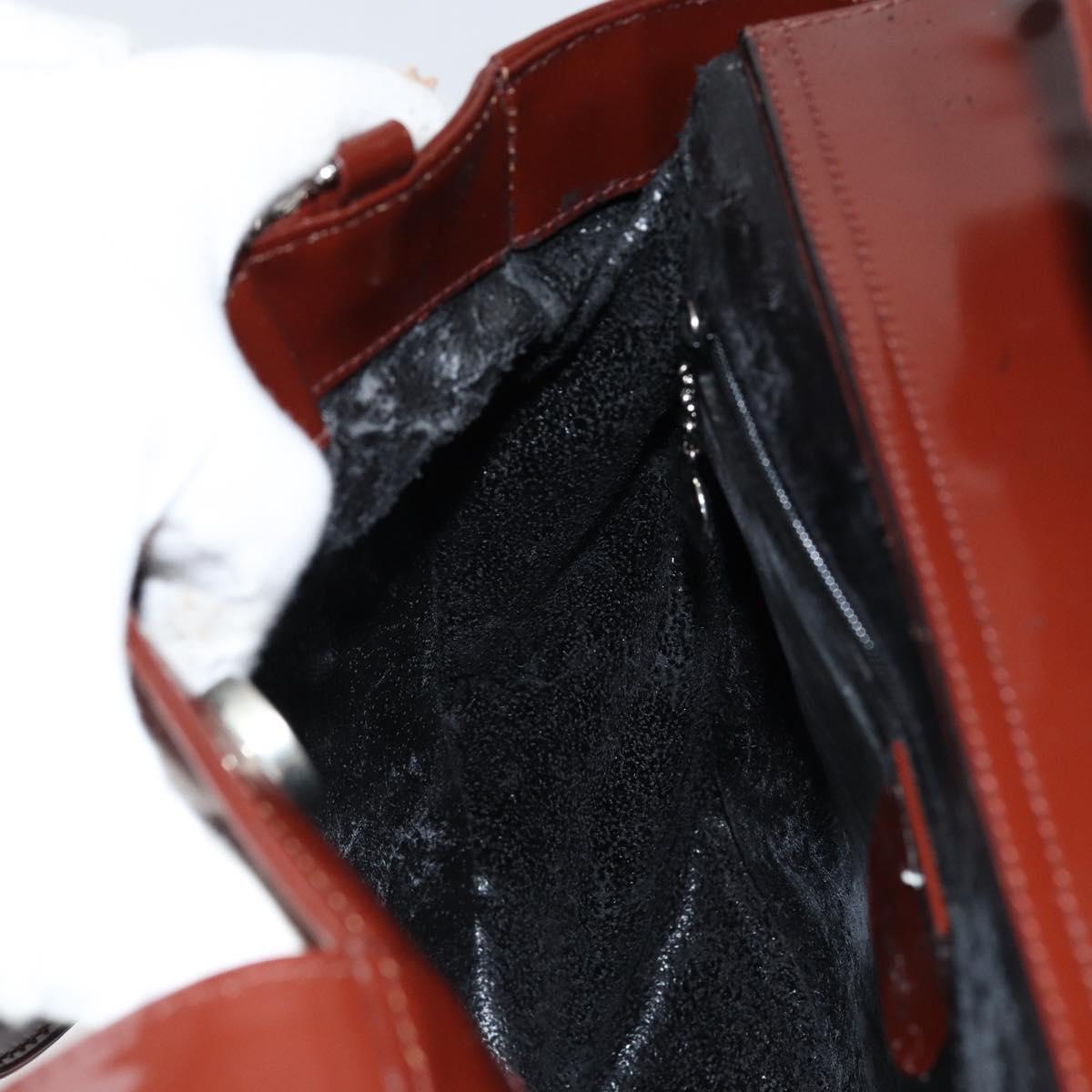 GUCCI Hand Bag Patent leather 2way Brown Gold 000 1013 0504 Auth bs30757