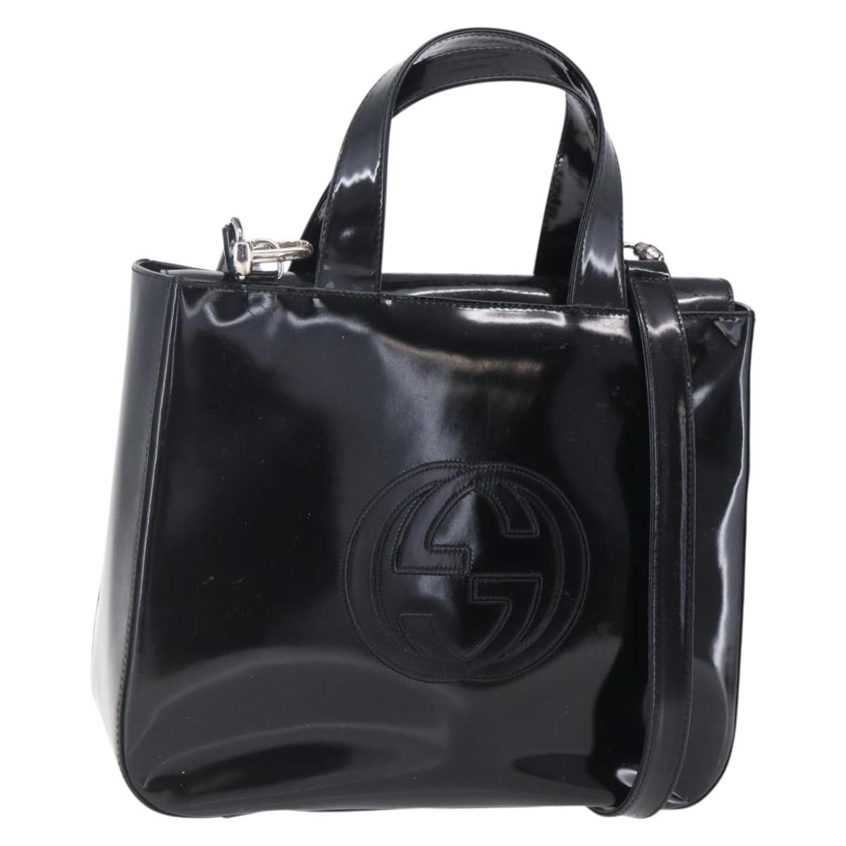 GUCCI Soho Hand Bag Patent leather Black 000 1013 0504 Auth bs30758