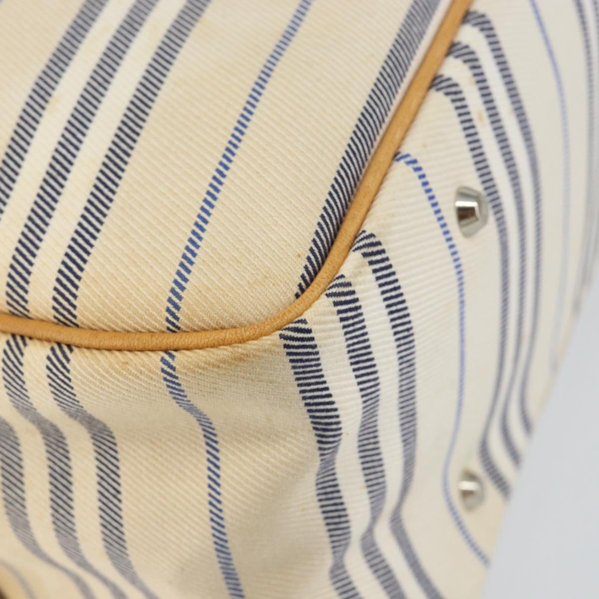 BURBERRY Hand Bag Canvas Leather White Silver Auth bs30764