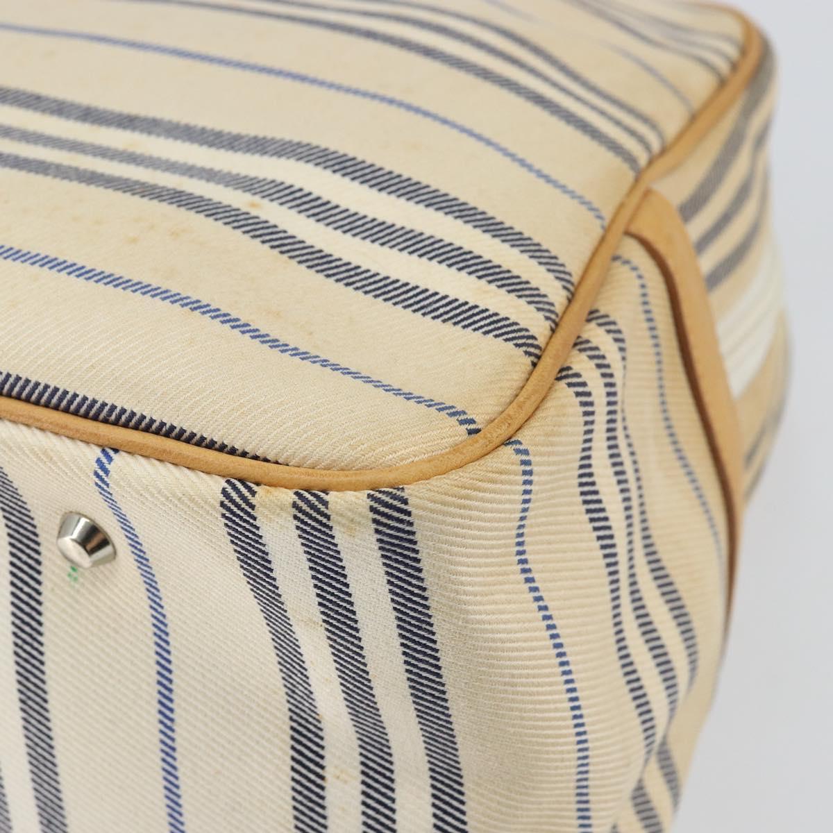 BURBERRY Hand Bag Canvas Leather White Silver Auth bs30764