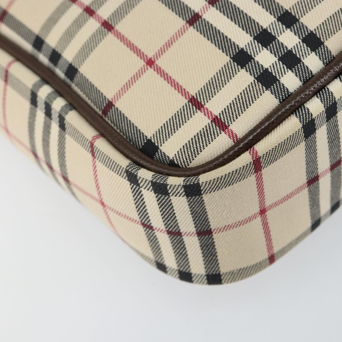 BURBERRY Nova Check Shoulder Bag Canvas Leather Beige Silver Auth bs30765