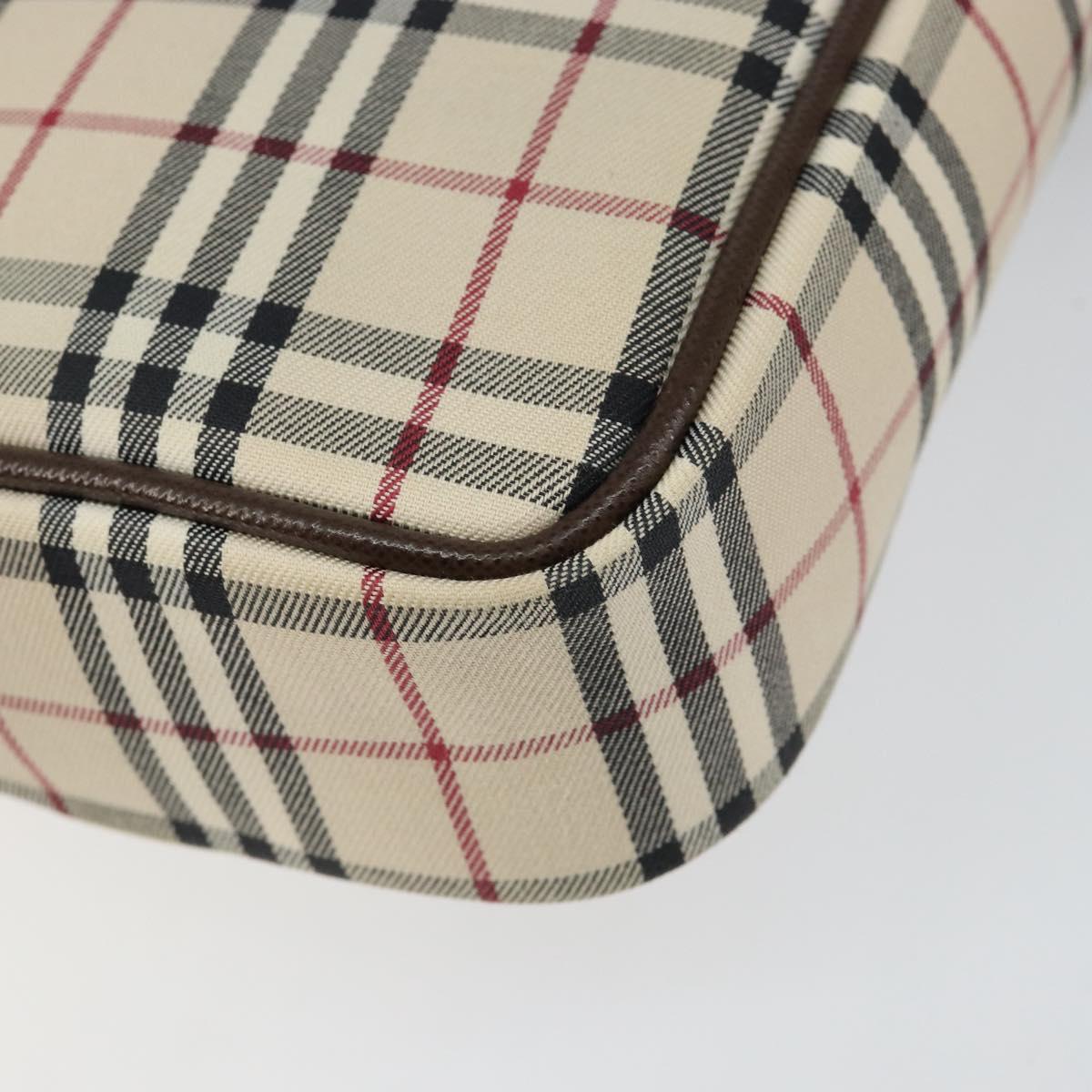 BURBERRY Nova Check Shoulder Bag Canvas Leather Beige Silver Auth bs30765