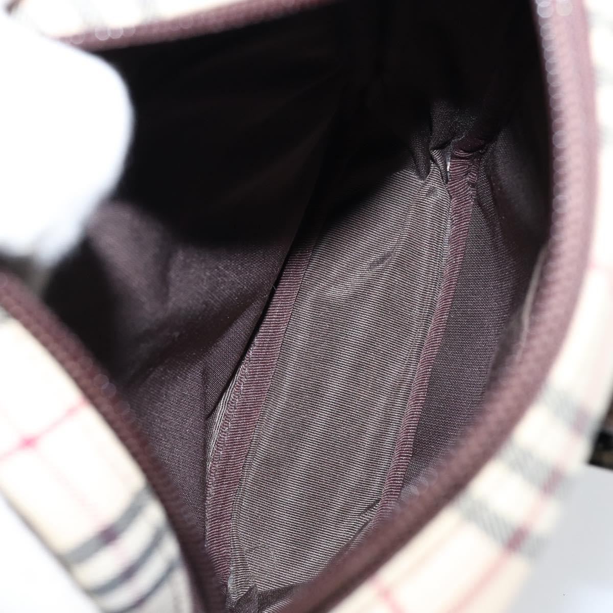 BURBERRY Nova Check Shoulder Bag Canvas Leather Beige Silver Auth bs30765