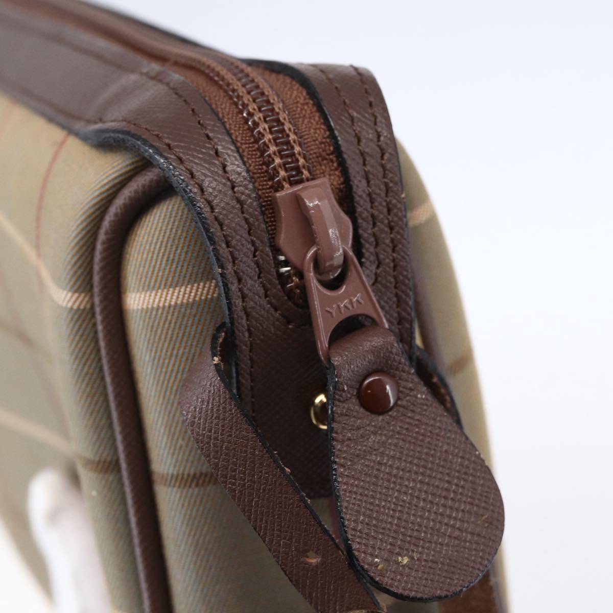 Burberrys Nova Check Clutch Bag Canvas Beige Gold Auth bs30766