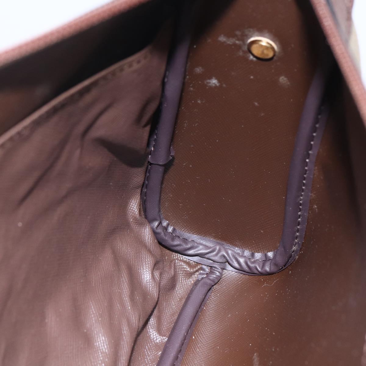 Burberrys Nova Check Clutch Bag Canvas Beige Gold Auth bs30766