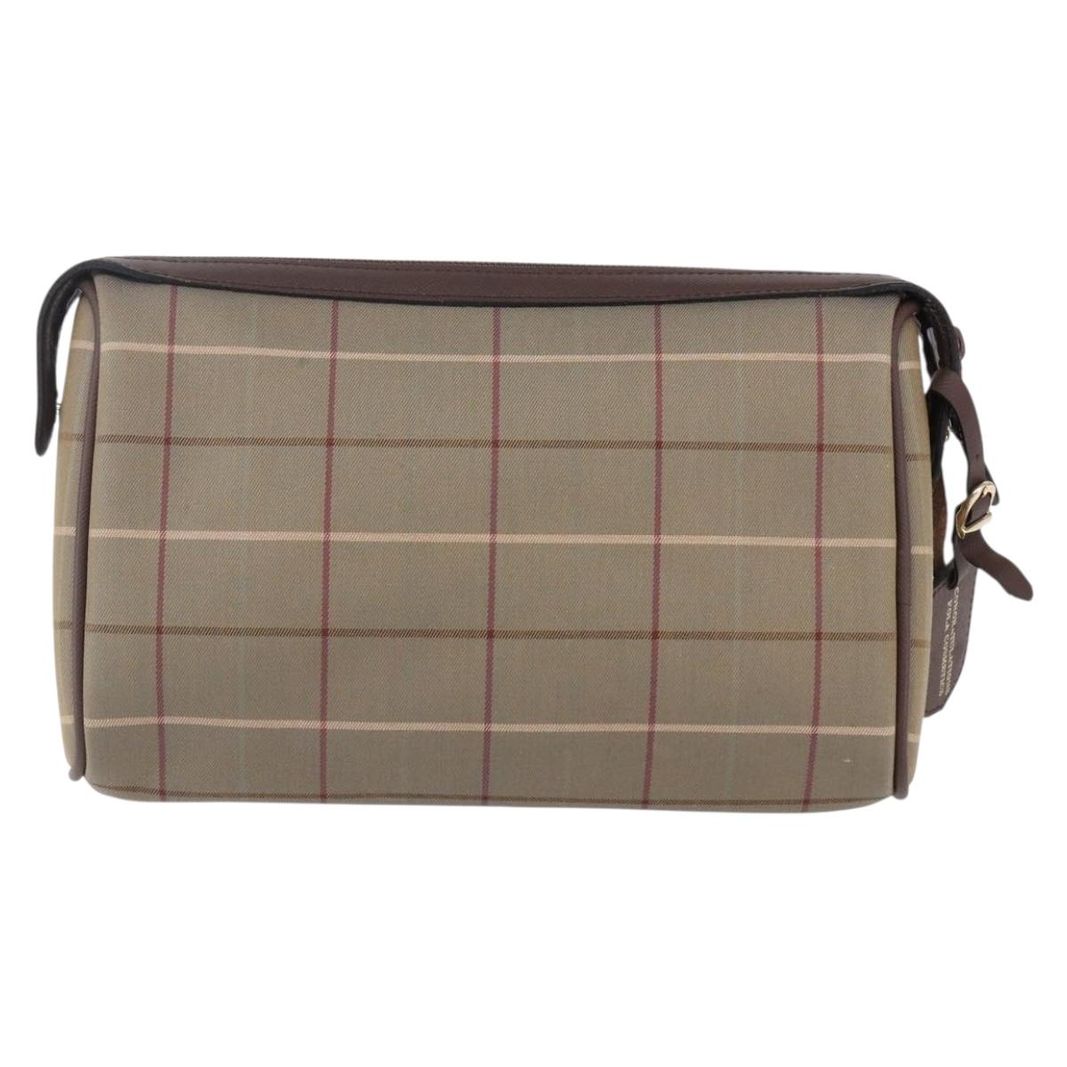 Burberrys Nova Check Clutch Bag Canvas Beige Gold Auth bs30766