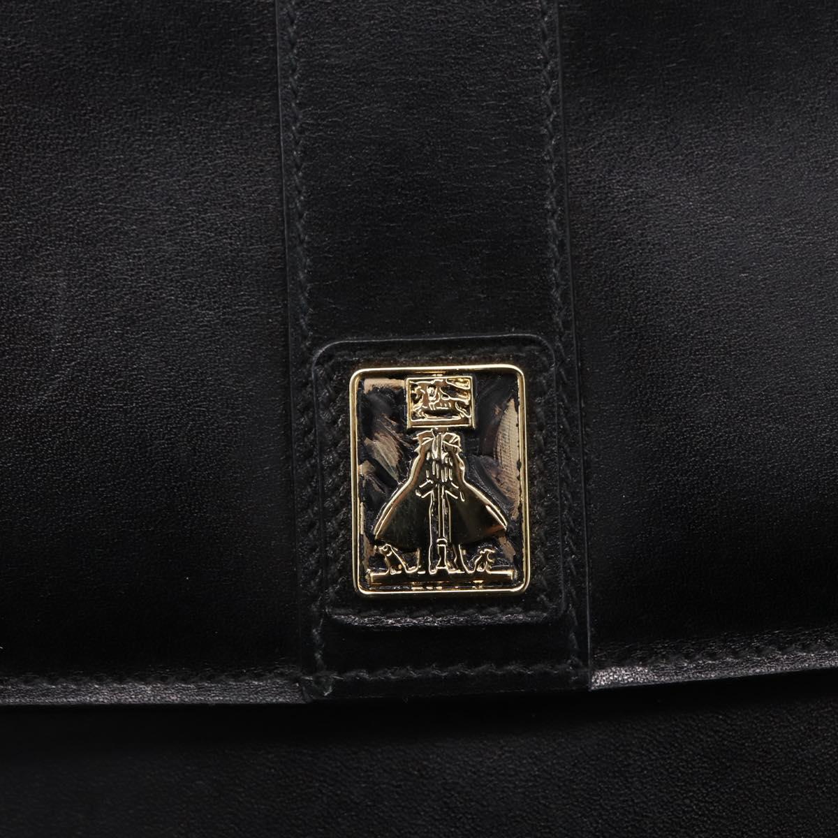 Burberrys Nova Check Shoulder Bag Leather Black Gold Auth bs30769