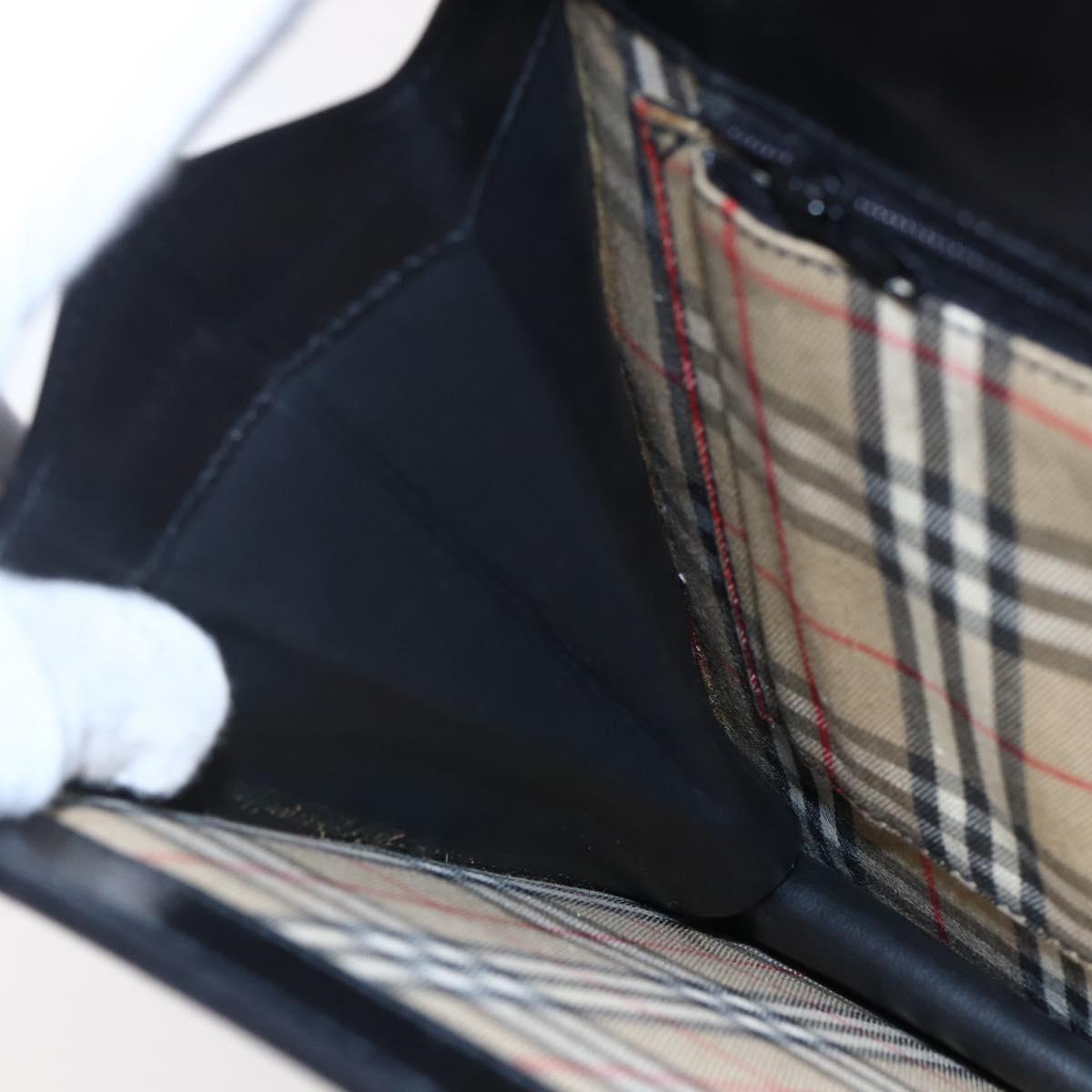 Burberrys Nova Check Shoulder Bag Leather Black Gold Auth bs30769