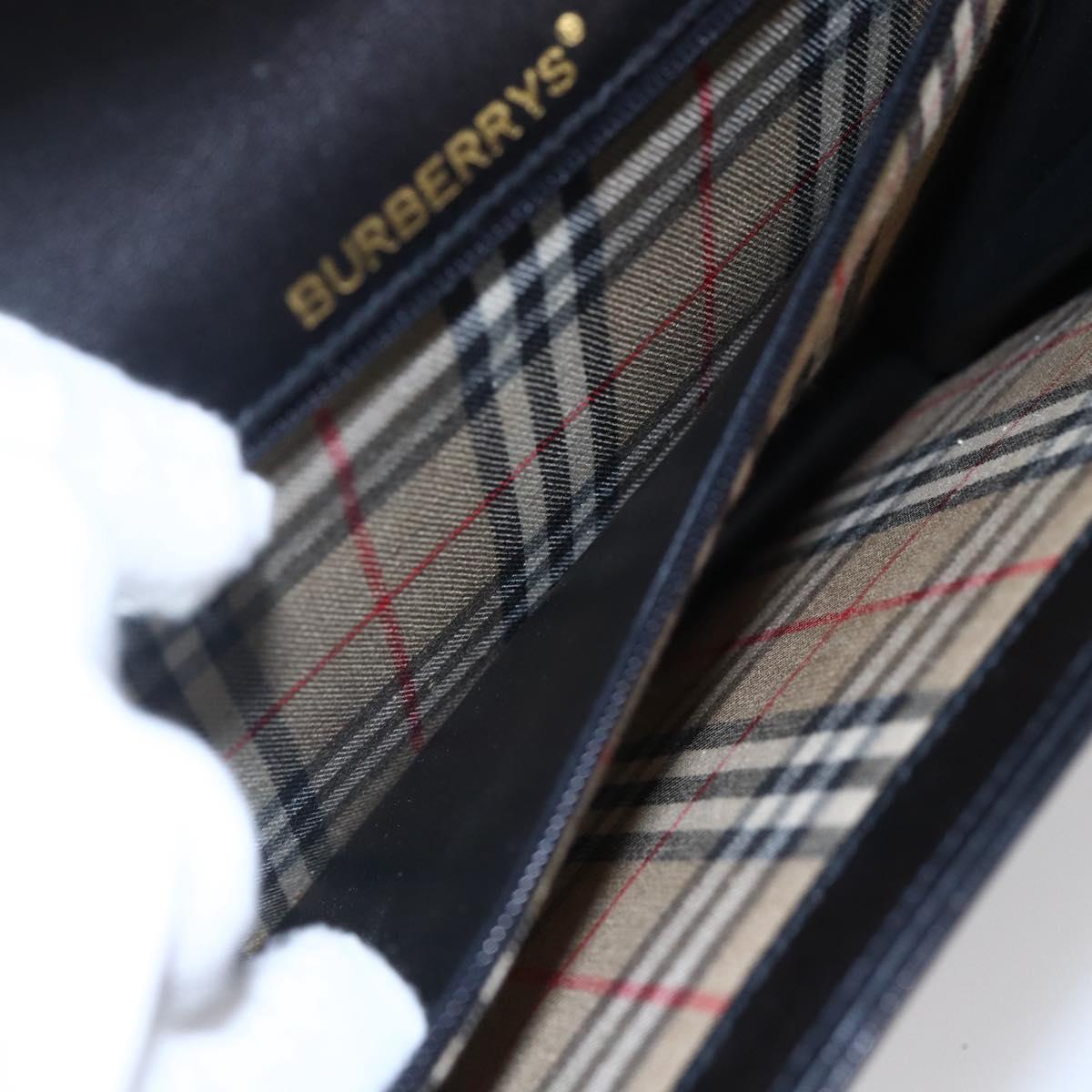 Burberrys Nova Check Shoulder Bag Leather Black Gold Auth bs30769