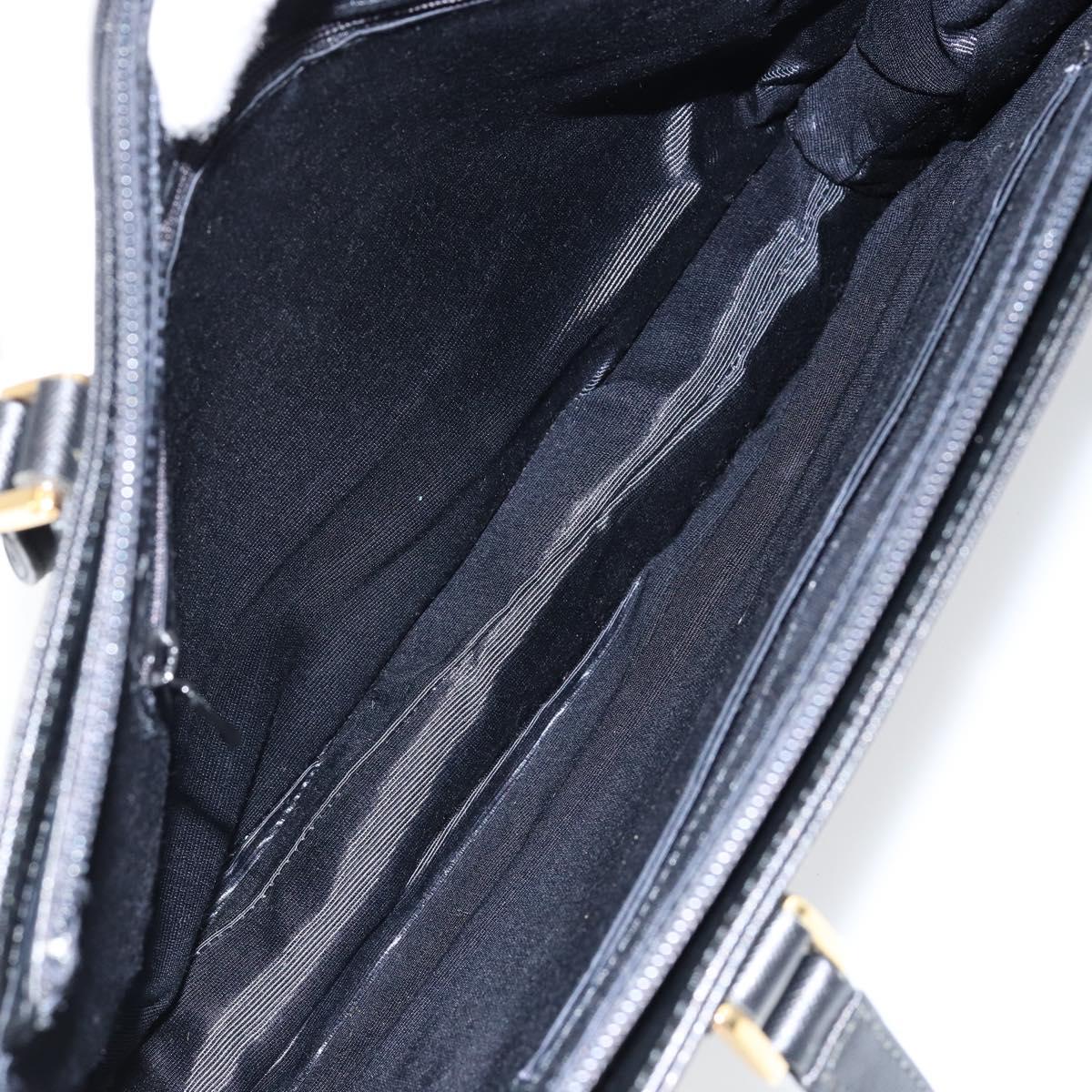 BURBERRY Hand Bag Leather Black Gold Auth bs30770