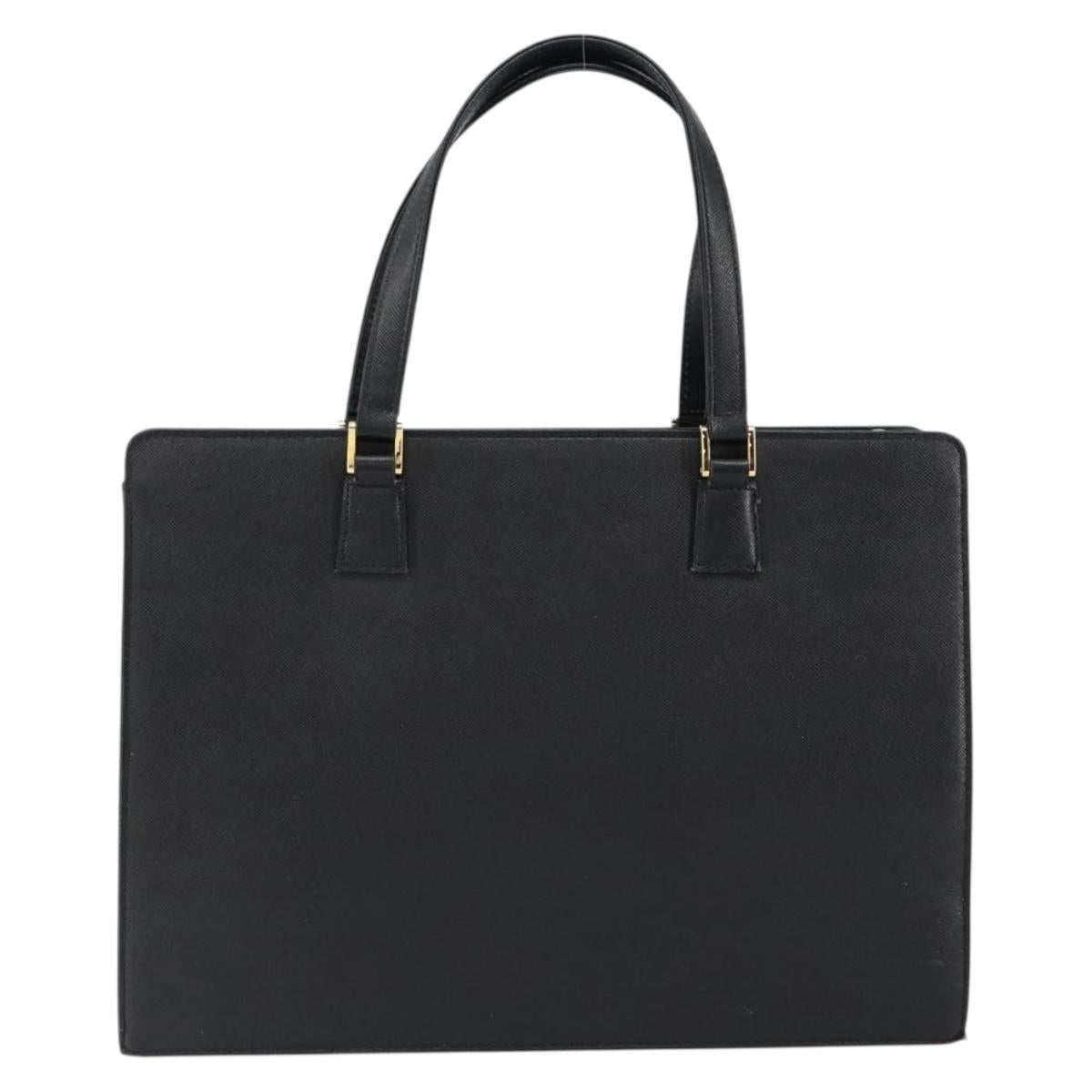 BURBERRY Hand Bag Leather Black Gold Auth bs30770