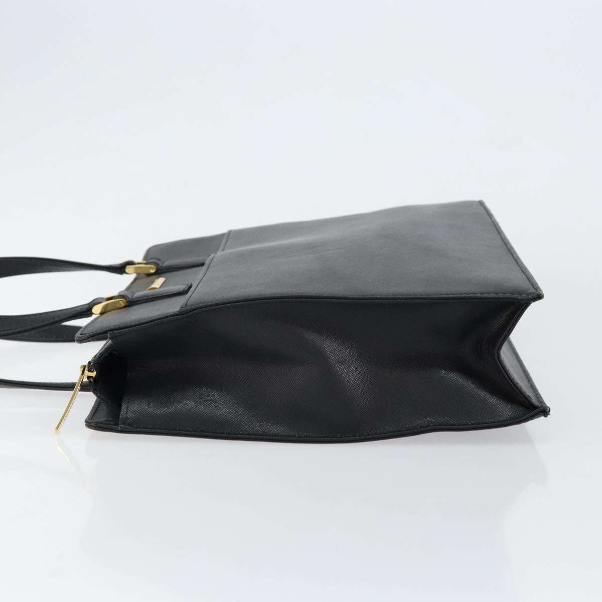 BURBERRY Hand Bag Leather Black Gold Auth bs30770