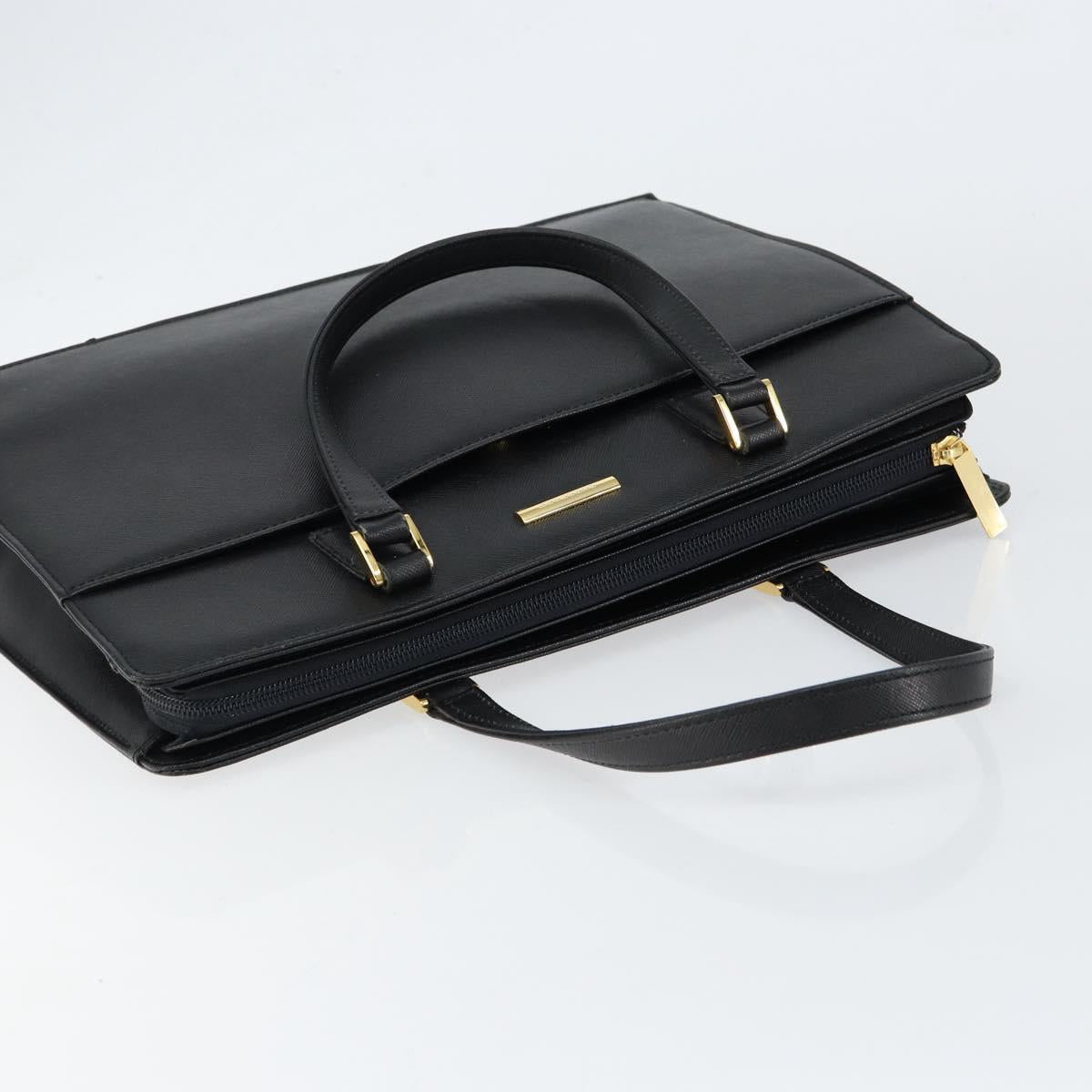 BURBERRY Hand Bag Leather Black Gold Auth bs30770