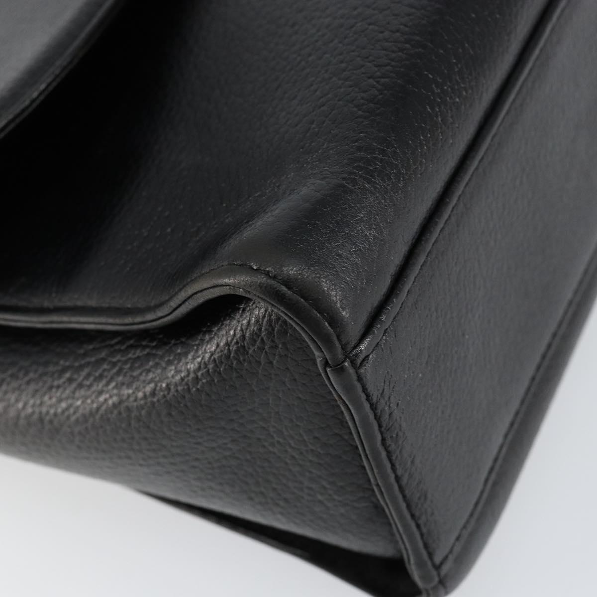 Burberrys Nova Check Shoulder Bag Leather Black Gold Auth bs30771