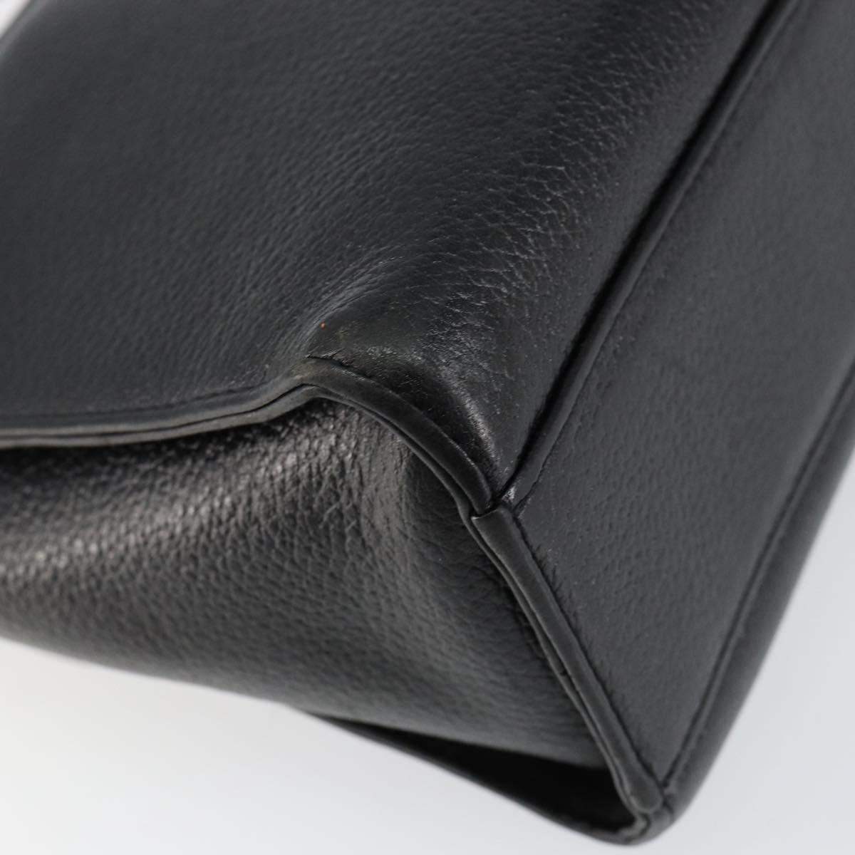 Burberrys Nova Check Shoulder Bag Leather Black Gold Auth bs30771