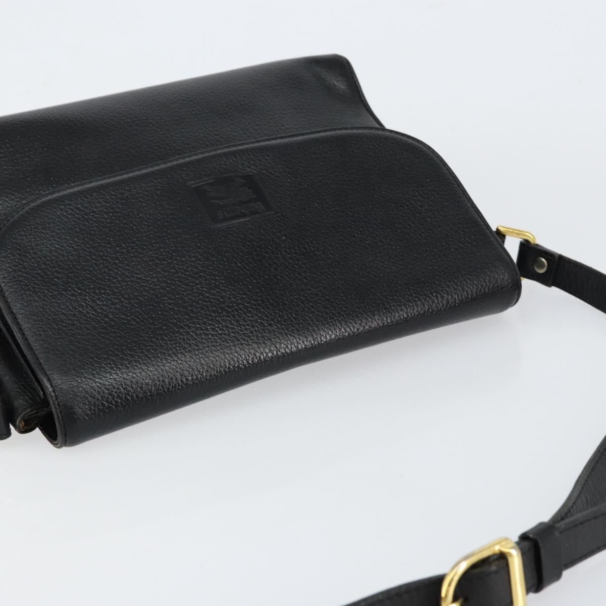 Burberrys Nova Check Shoulder Bag Leather Black Gold Auth bs30771