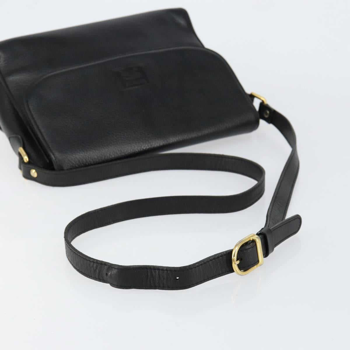 Burberrys Nova Check Shoulder Bag Leather Black Gold Auth bs30771