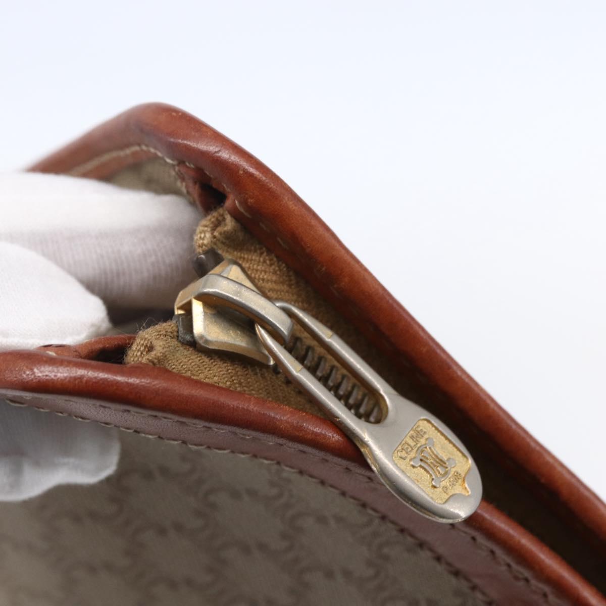 CELINE Macadam Canvas Clutch Bag PVC Beige Gold Auth bs30773