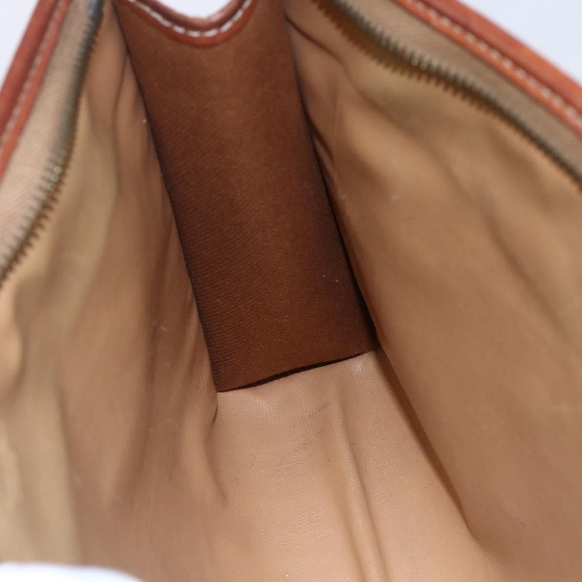 CELINE Macadam Canvas Clutch Bag PVC Beige Gold Auth bs30773