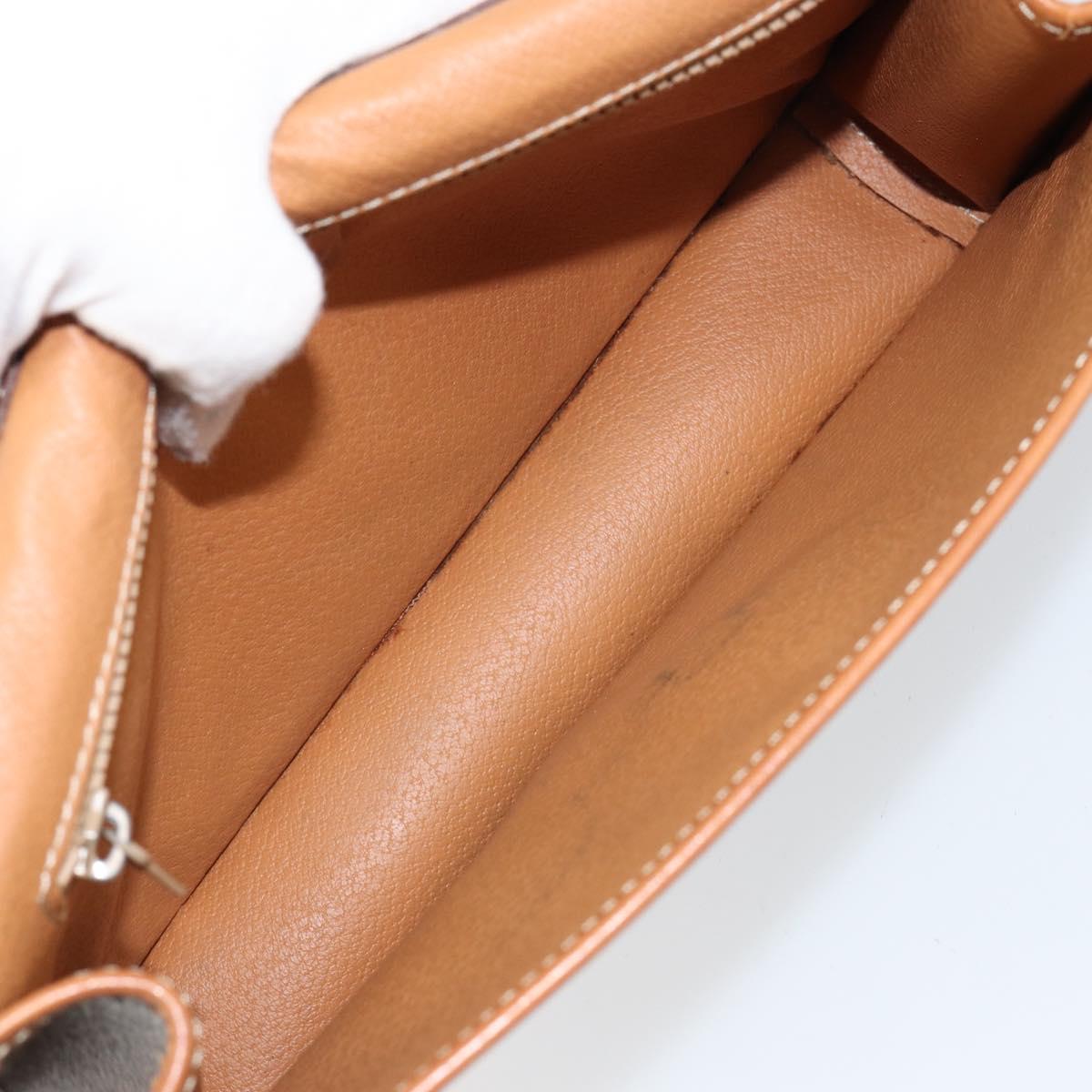 CELINE Macadam Canvas Shoulder Bag PVC Leather Beige Gold Auth bs30777