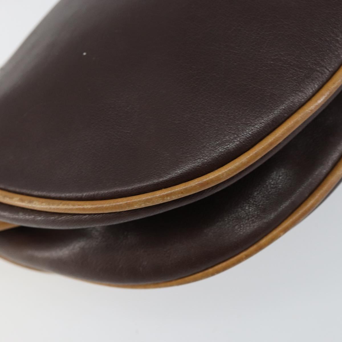 CELINE Shoulder Bag Leather Brown Gold Auth bs30778