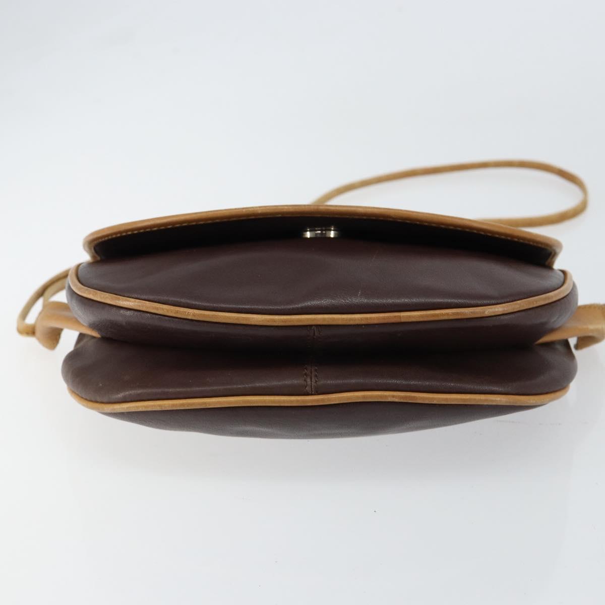 CELINE Shoulder Bag Leather Brown Gold Auth bs30778