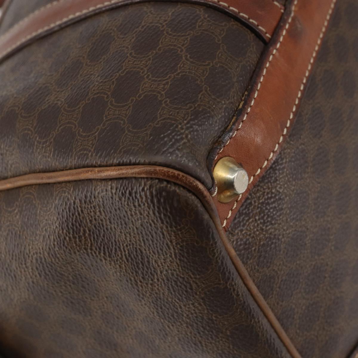 CELINE Macadam Canvas Hand Bag PVC Leather Beige Gold Auth bs30781