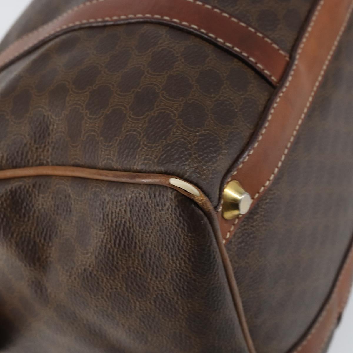 CELINE Macadam Canvas Hand Bag PVC Leather Beige Gold Auth bs30781