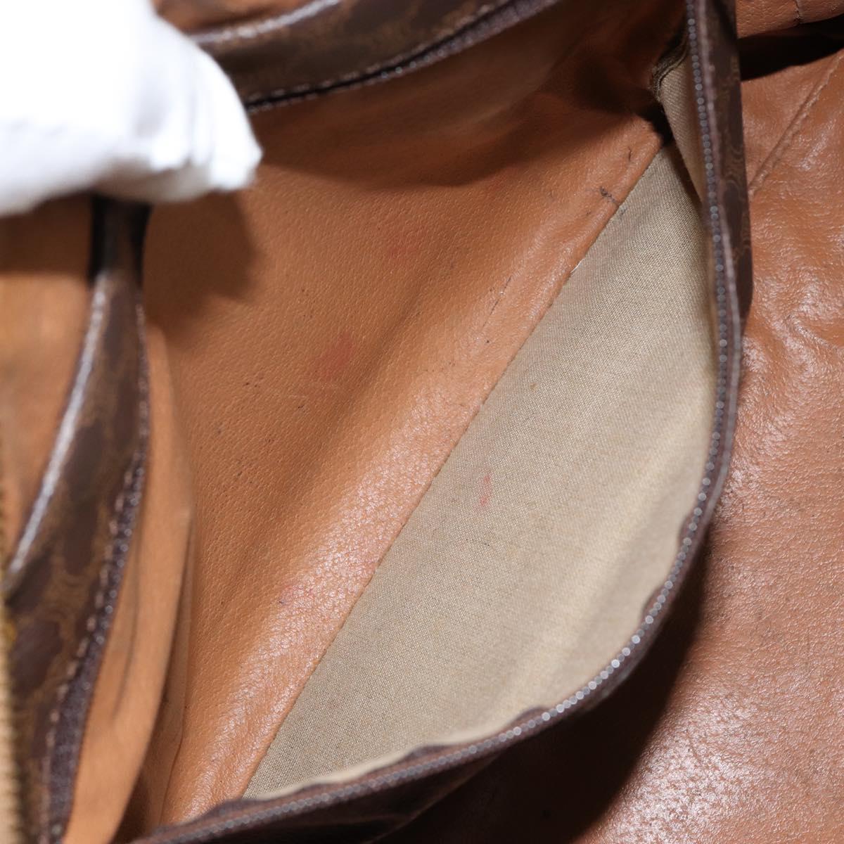 CELINE Macadam Canvas Hand Bag PVC Leather Beige Gold Auth bs30781