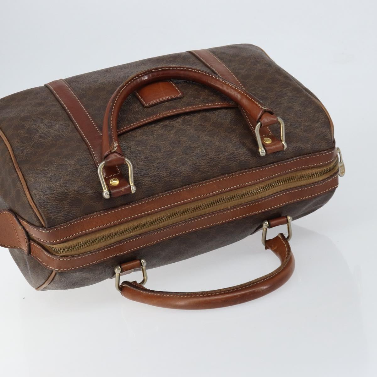 CELINE Macadam Canvas Hand Bag PVC Leather Beige Gold Auth bs30781