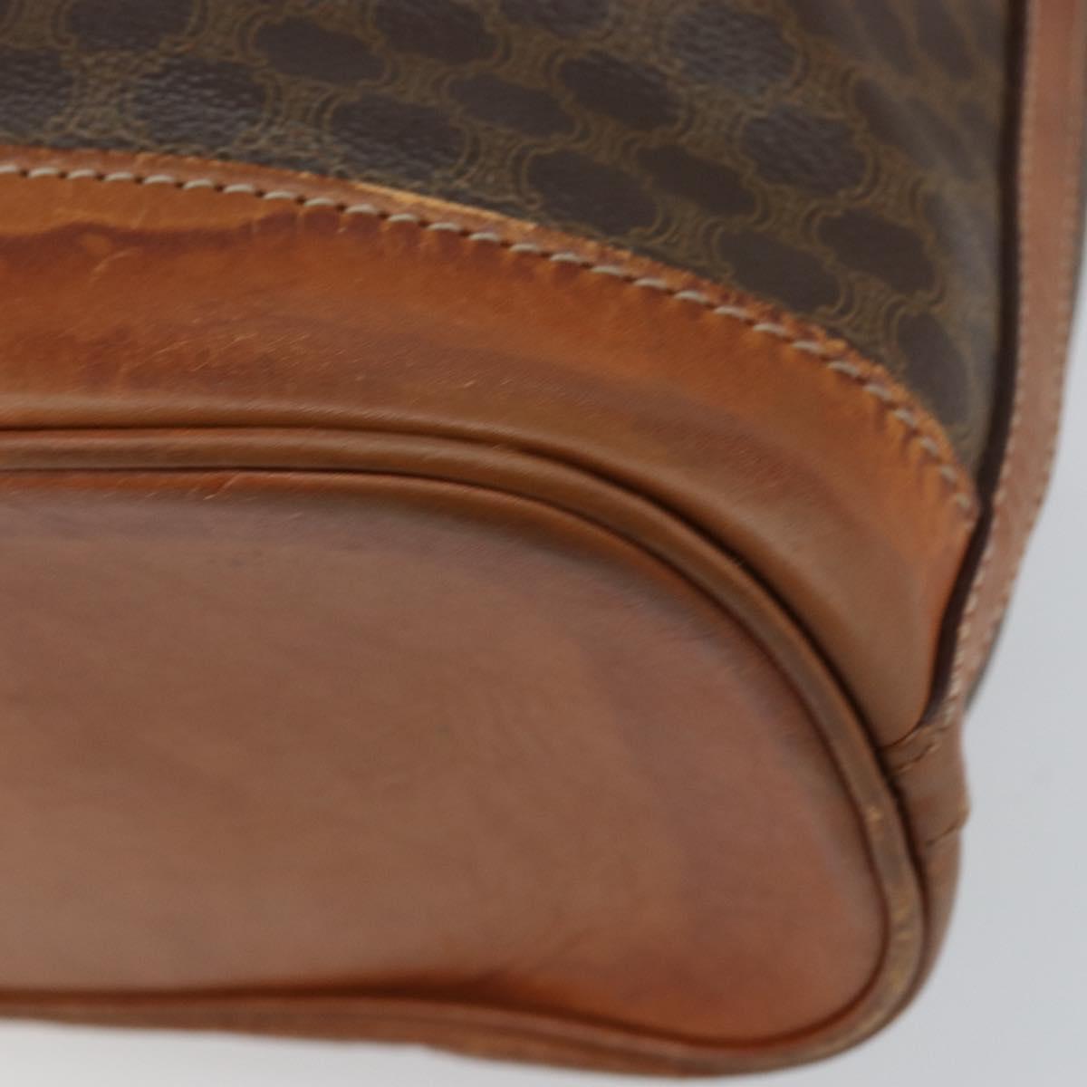 CELINE Macadam Canvas Shoulder Bag PVC Leather Brown Gold Auth bs30783