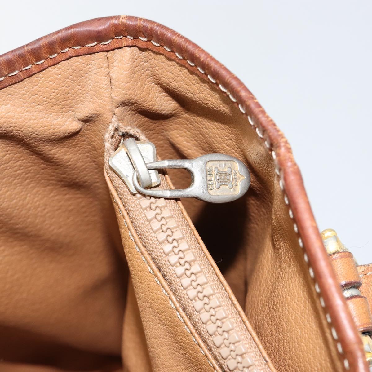 CELINE Macadam Canvas Tote Bag PVC Leather Brown Gold Auth bs30784