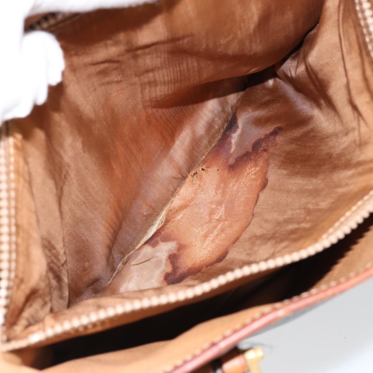 CELINE Macadam Canvas Tote Bag PVC Leather Brown Gold Auth bs30784