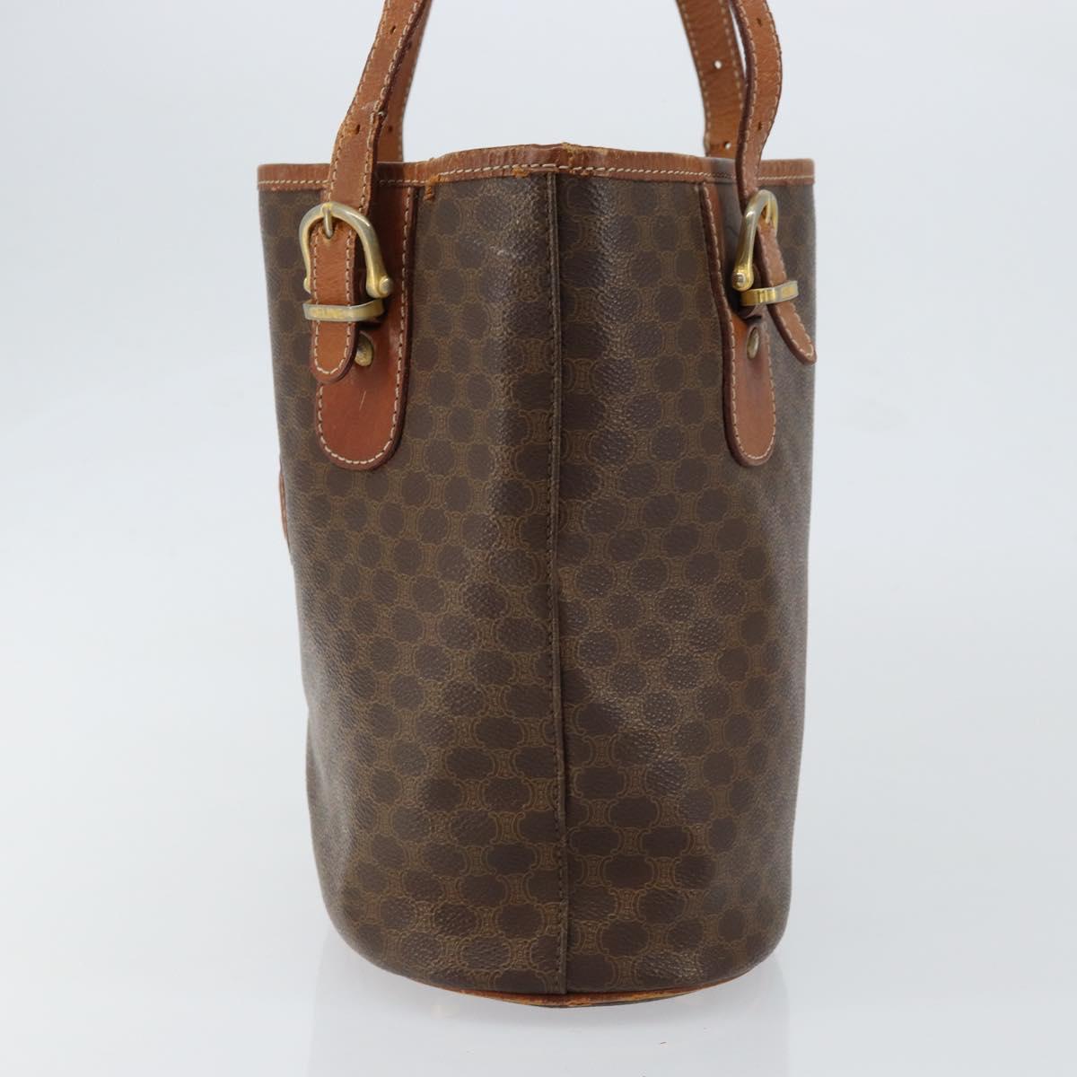 CELINE Macadam Canvas Tote Bag PVC Leather Brown Gold Auth bs30784