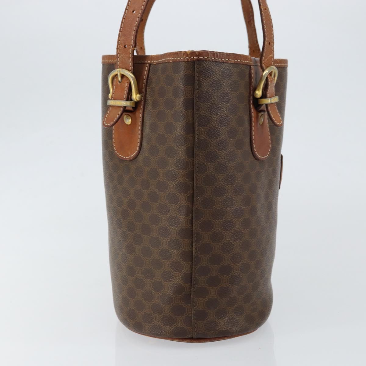 CELINE Macadam Canvas Tote Bag PVC Leather Brown Gold Auth bs30784