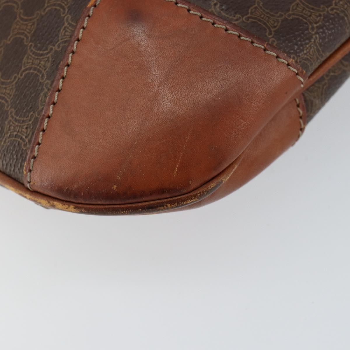 CELINE Macadam Canvas Tote Bag PVC Leather Brown Gold Auth bs30785