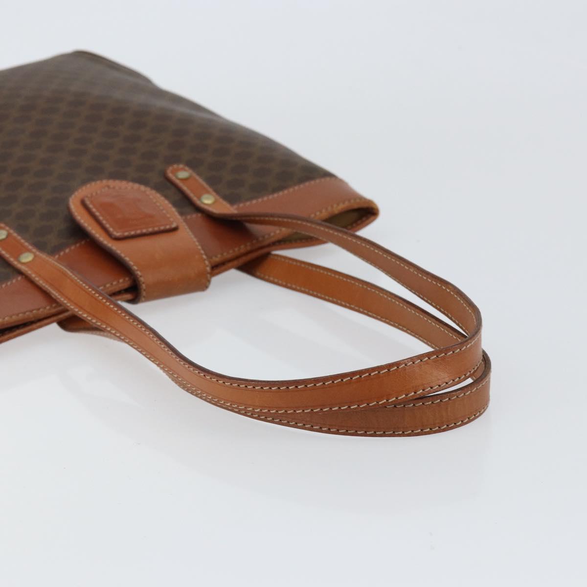 CELINE Macadam Canvas Tote Bag PVC Leather Brown Gold Auth bs30785