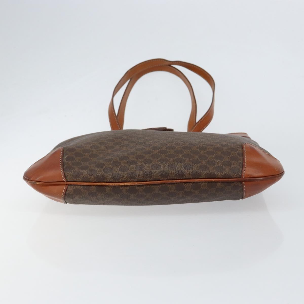 CELINE Macadam Canvas Tote Bag PVC Leather Brown Gold Auth bs30785