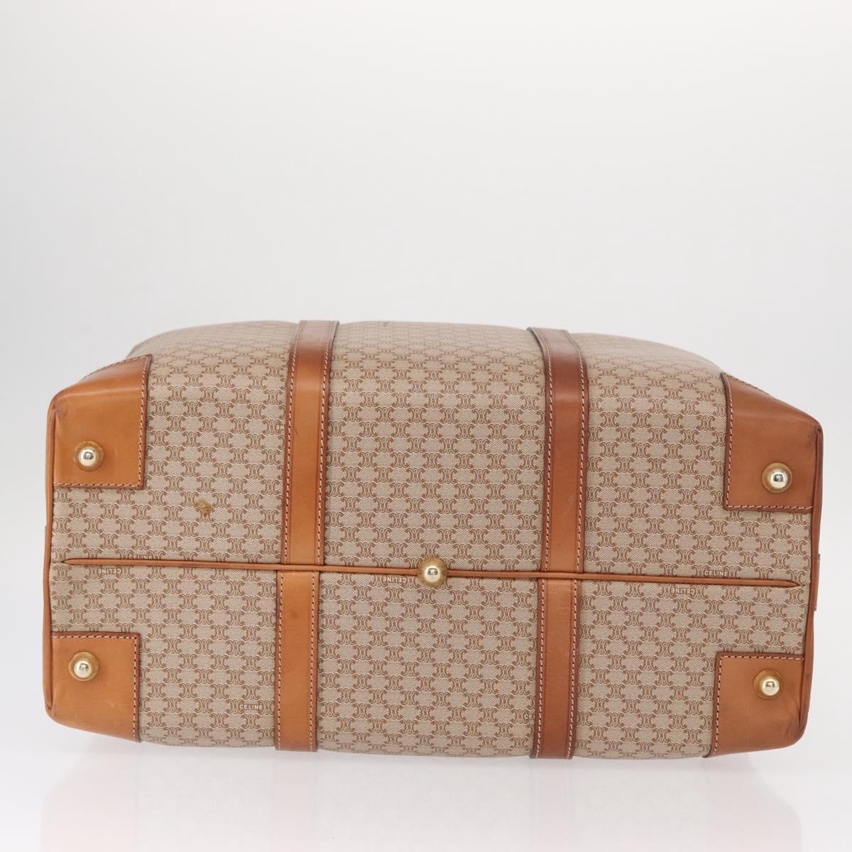 CELINE Macadam Canvas Boston Bag PVC Beige Gold Auth bs30786