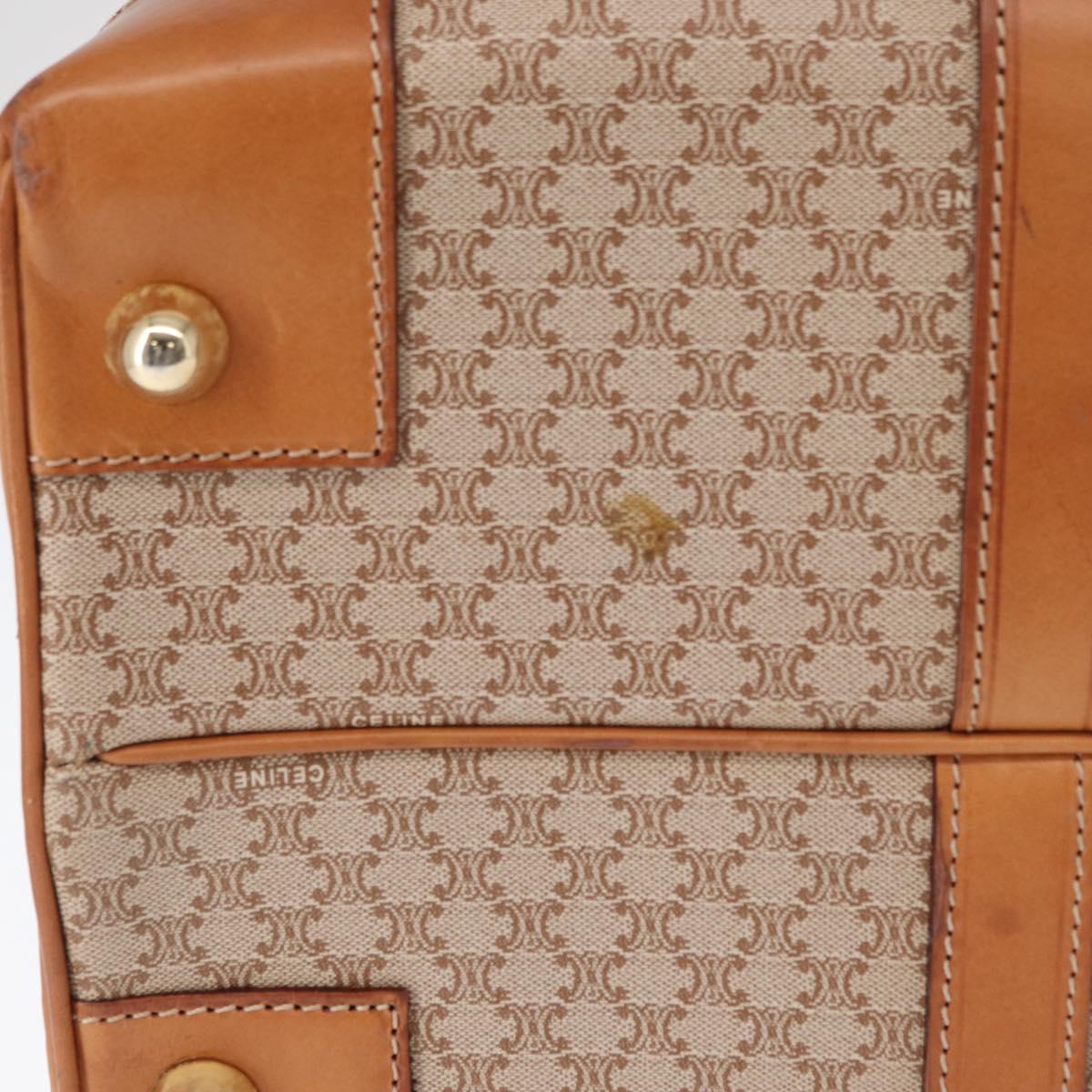 CELINE Macadam Canvas Boston Bag PVC Beige Gold Auth bs30786