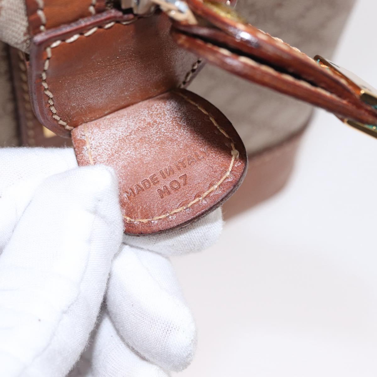 CELINE Macadam Canvas Boston Bag PVC Beige Gold Auth bs30786