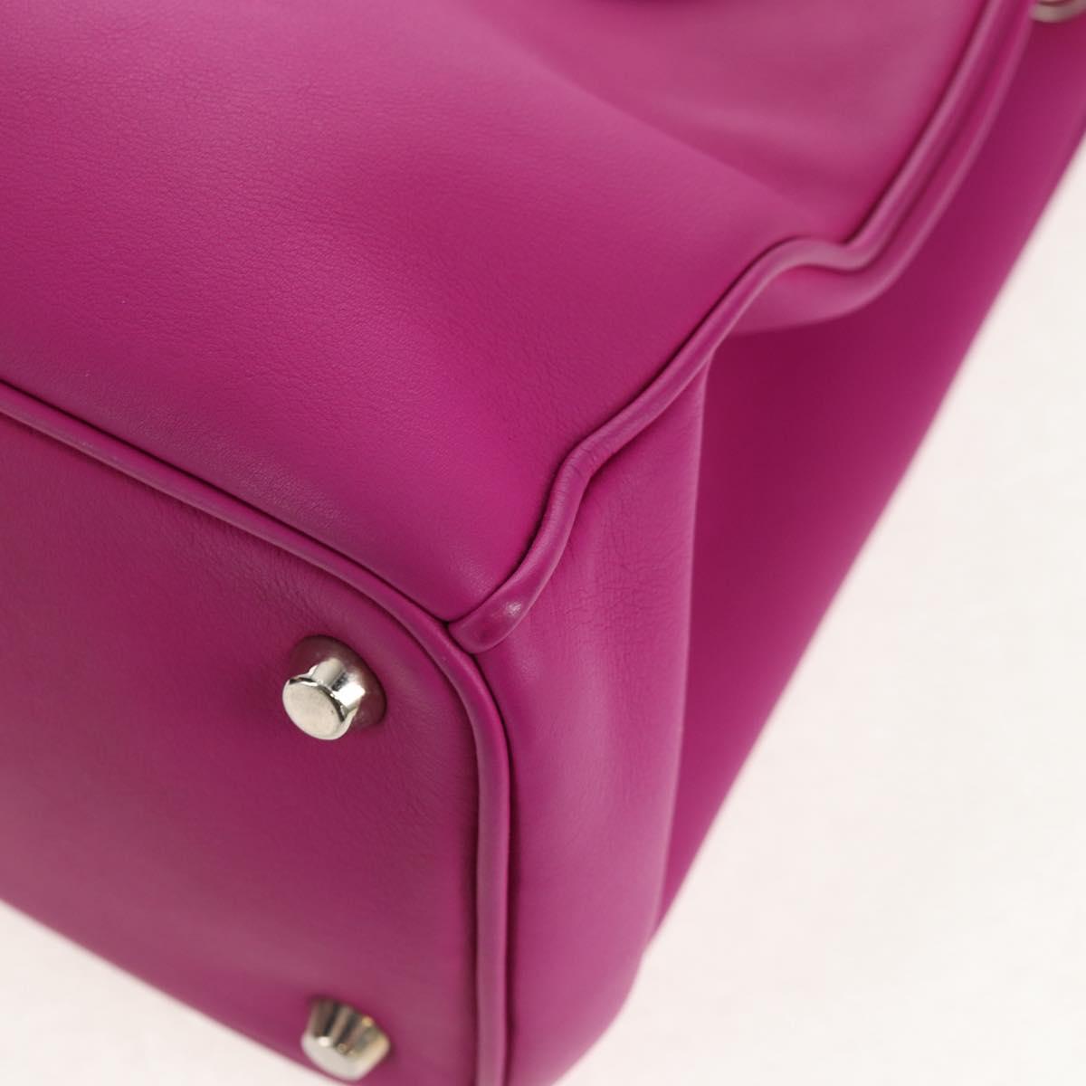 Christian Dior Diorissimo Hand Bag Leather 2way Purple Silver Auth bs30787
