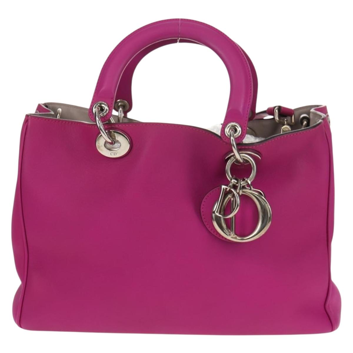 Christian Dior Diorissimo Hand Bag Leather 2way Purple Silver Auth bs30787