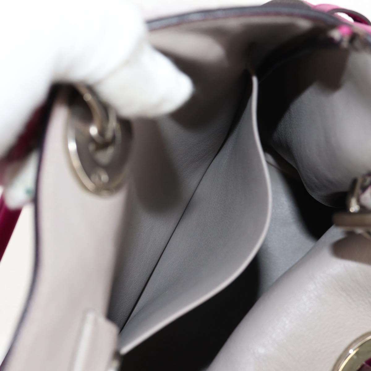 Christian Dior Diorissimo Hand Bag Leather 2way Purple Silver Auth bs30787