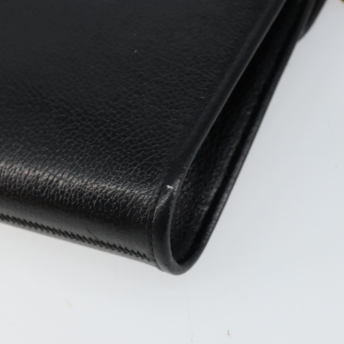 Christian Dior Chain Shoulder Bag Leather Black Gold Auth bs30789