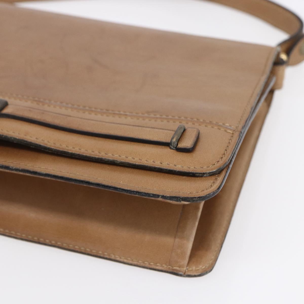 Christian Dior Shoulder Bag Leather Brown Gold Auth bs30791