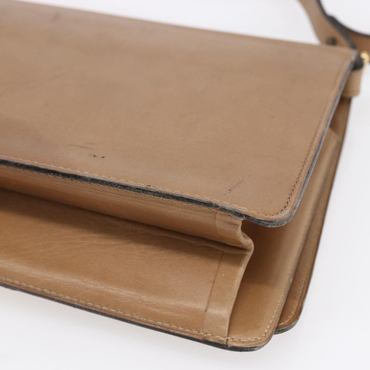 Christian Dior Shoulder Bag Leather Brown Gold Auth bs30791